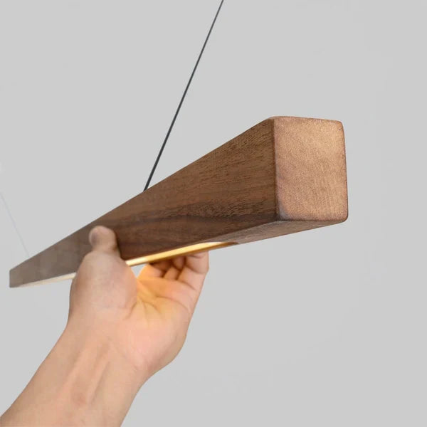 Pendant Light Linear Wooden LED with Slim Bar Shade for Kitchen Island Lighting
