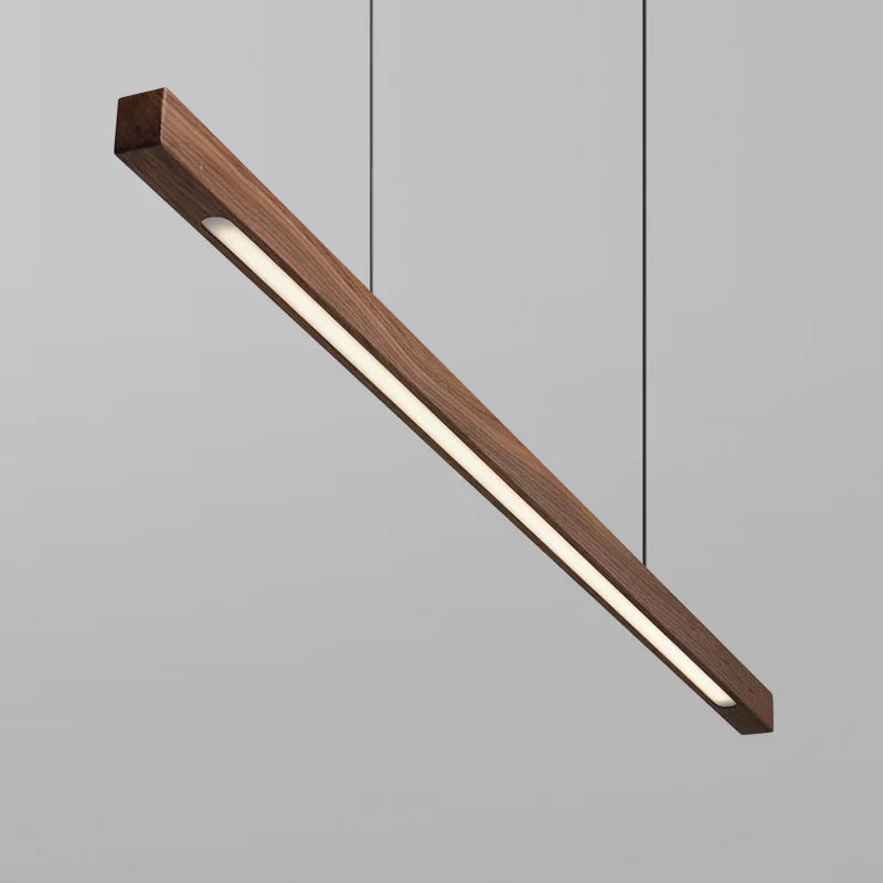 Pendant Light Linear Wooden LED with Slim Bar Shade for Kitchen Island Lighting