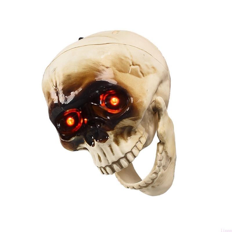 Halloween House Decorations Animated Hanging Skull with Motion Sound Sensor and Glowing Eyes
