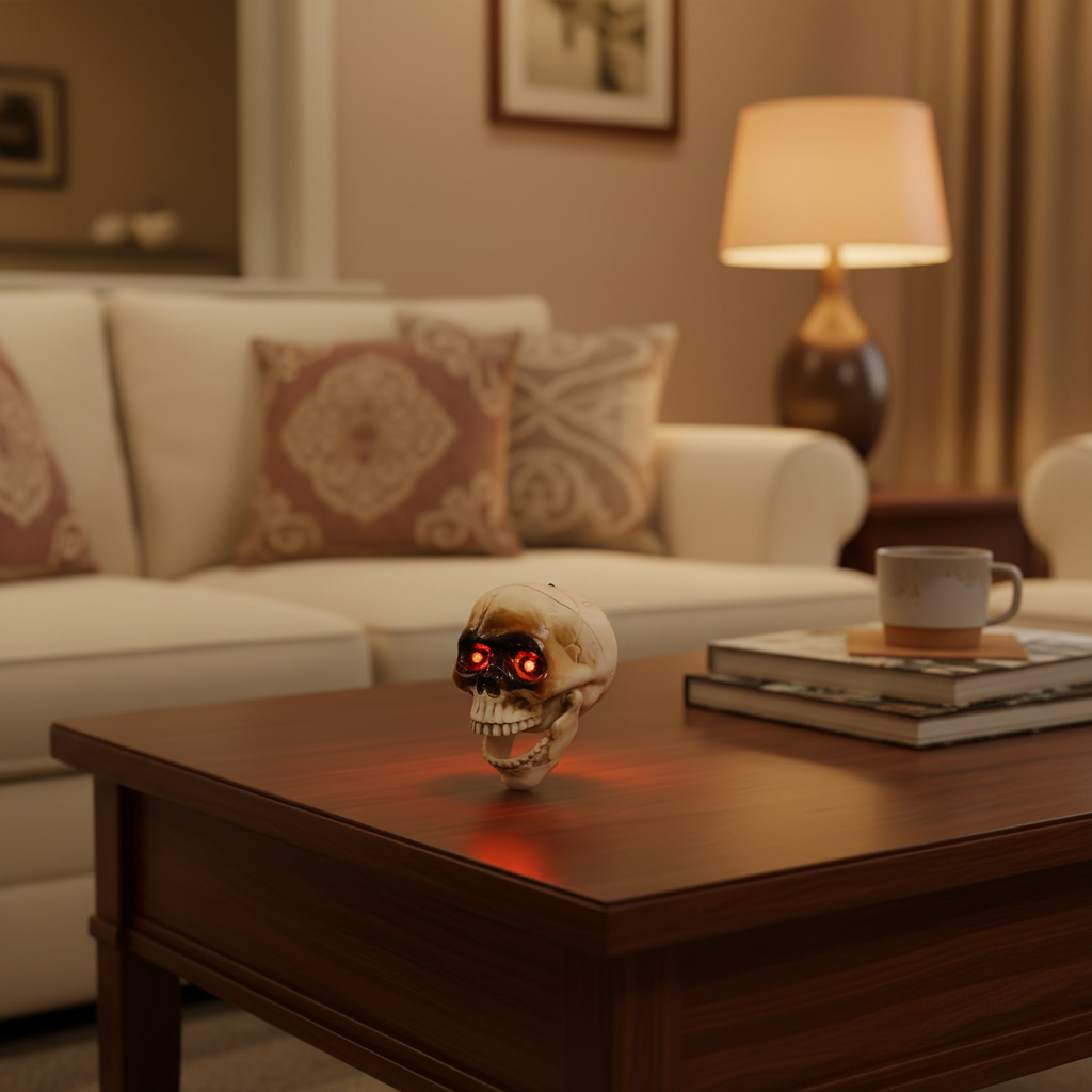 Halloween House Decorations Animated Hanging Skull with Motion Sound Sensor and Glowing Eyes
