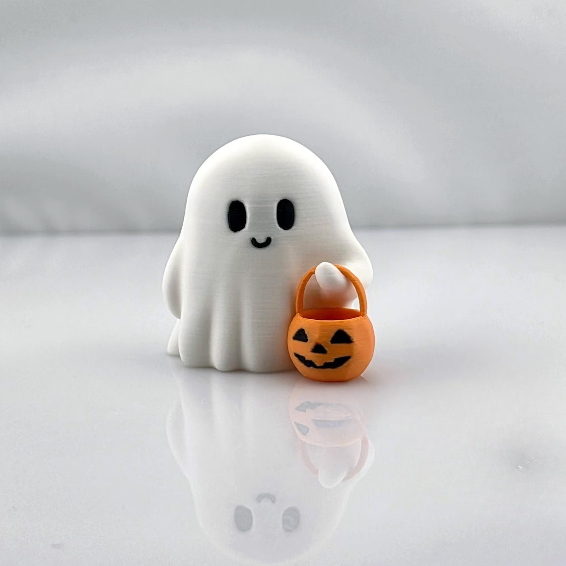 Halloween Decorations Cute Ghost Figurine Set of Three with Pumpkin Accents for Desks and Shelves