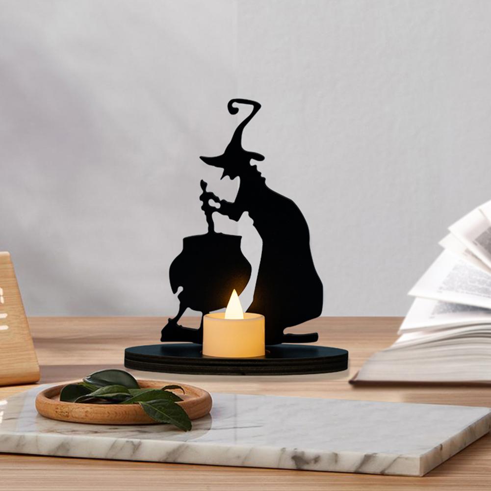 Halloween Decorations for Table Wooden Witch Ornament Standing Accent for Mantels and Shelves