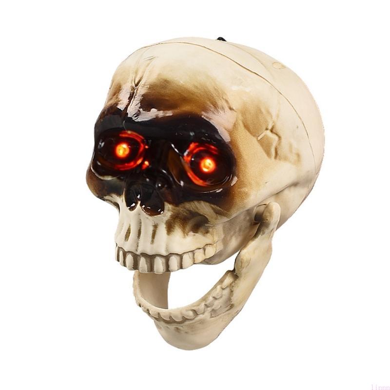 Halloween House Decorations Animated Hanging Skull with Motion Sound Sensor and Glowing Eyes