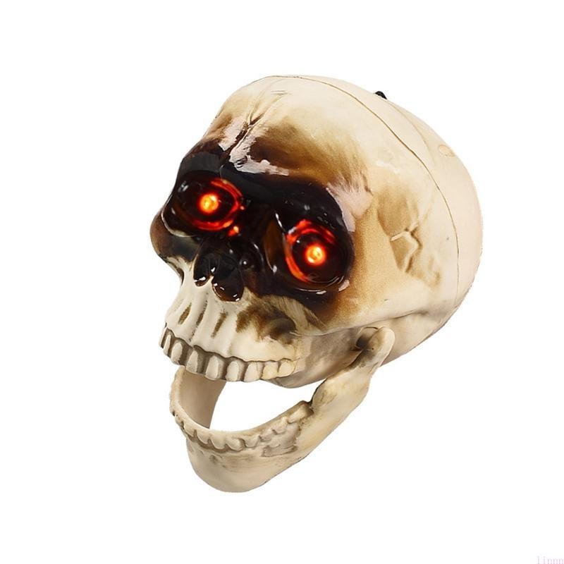 Halloween House Decorations Animated Hanging Skull with Motion Sound Sensor and Glowing Eyes