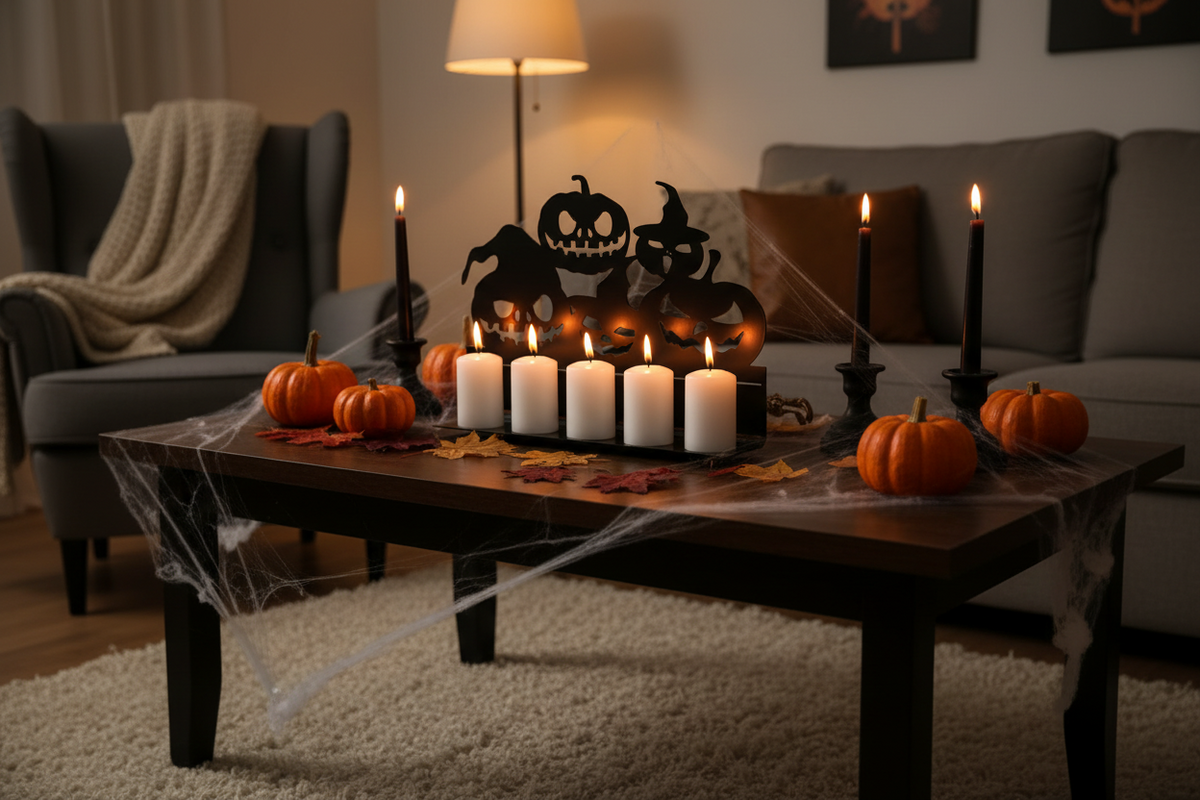 Halloween Decorations Iron Art Candle Holder Metal Standing Prop for Mantels and Entryways