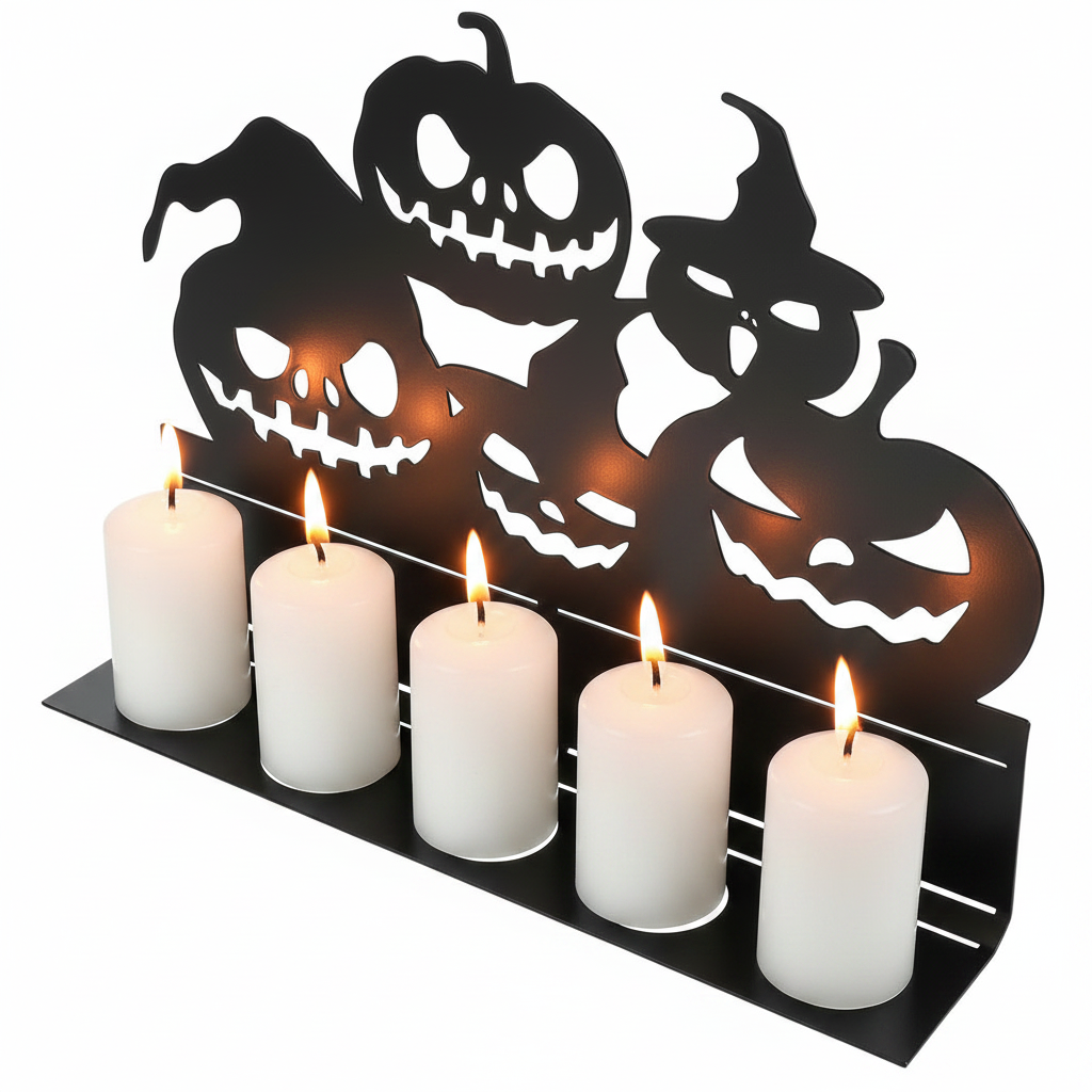Halloween Decorations Iron Art Candle Holder Metal Standing Prop for Mantels and Entryways
