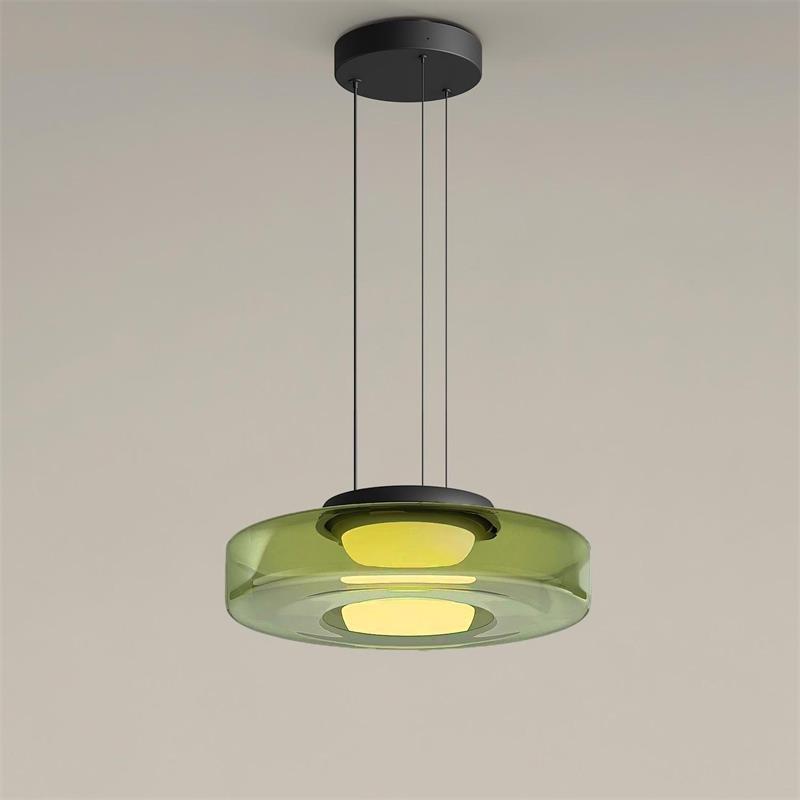 Light Fixture Pendant Glass with Adjustable Height and Minimalist Shade for Dining Room