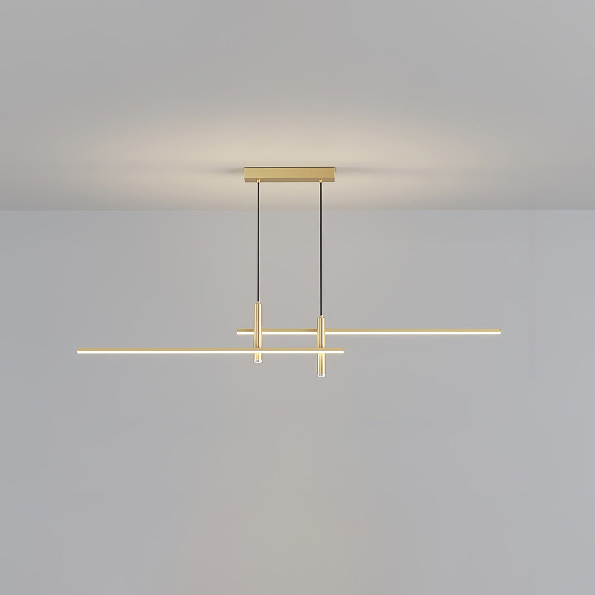 Ceiling Light Pendant Linear Metal with Dimmable Warm LED for Dining Room and Kitchen