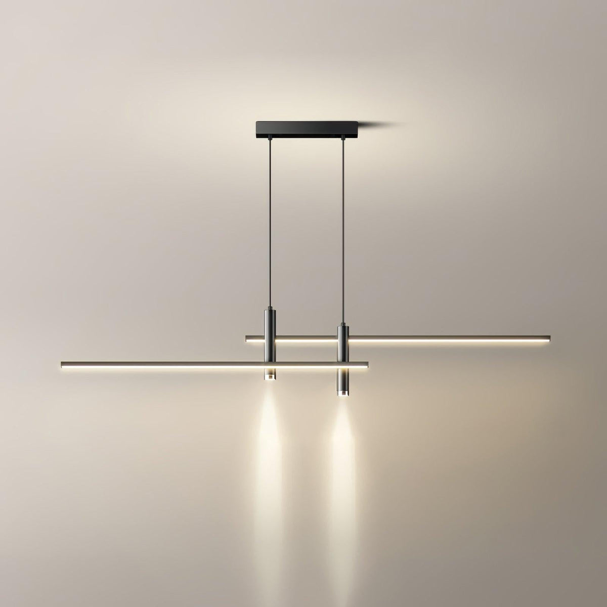 Ceiling Light Pendant Linear Metal with Dimmable Warm LED for Dining Room and Kitchen
