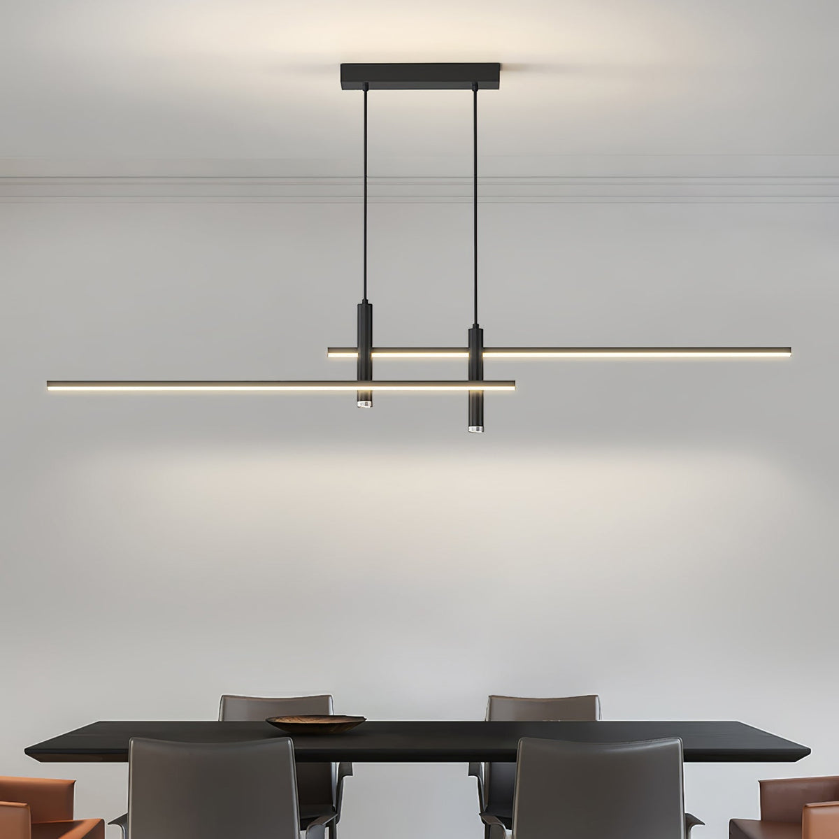 Ceiling Light Pendant Linear Metal with Dimmable Warm LED for Dining Room and Kitchen