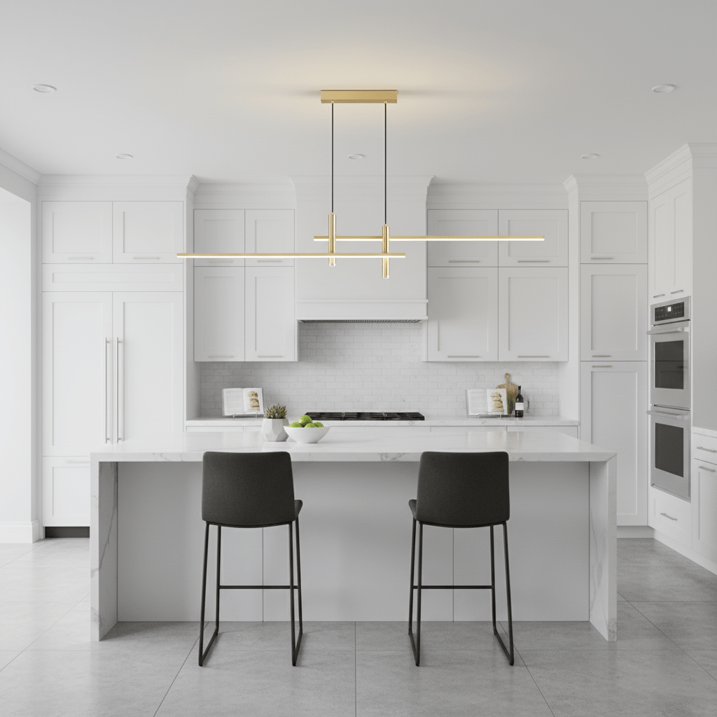 Ceiling Light Pendant Linear Metal with Dimmable Warm LED for Dining Room and Kitchen