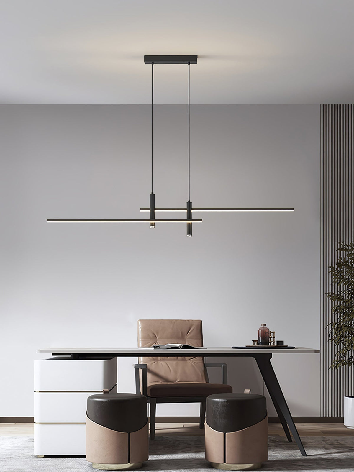 Ceiling Light Pendant Linear Metal with Dimmable Warm LED for Dining Room and Kitchen