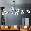 Ceiling Light Fixture Tree Branch Design with White Glass Globes for Sloped Rooms