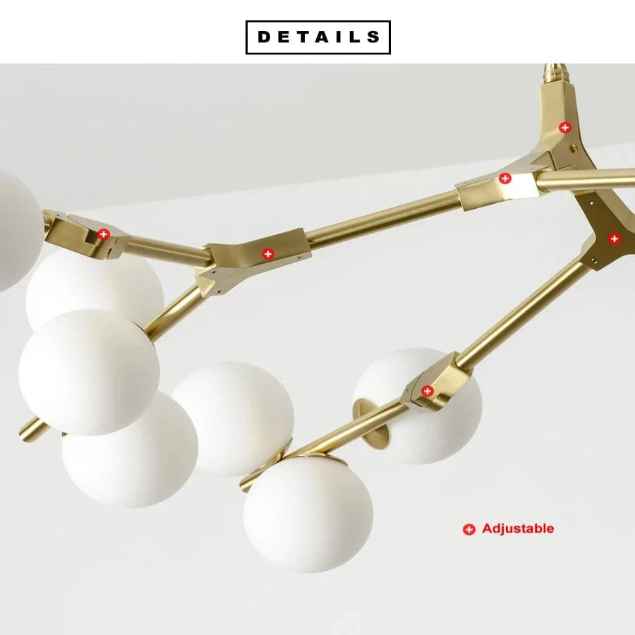 Ceiling Light Fixture Tree Branch Design with White Glass Globes for Sloped Rooms