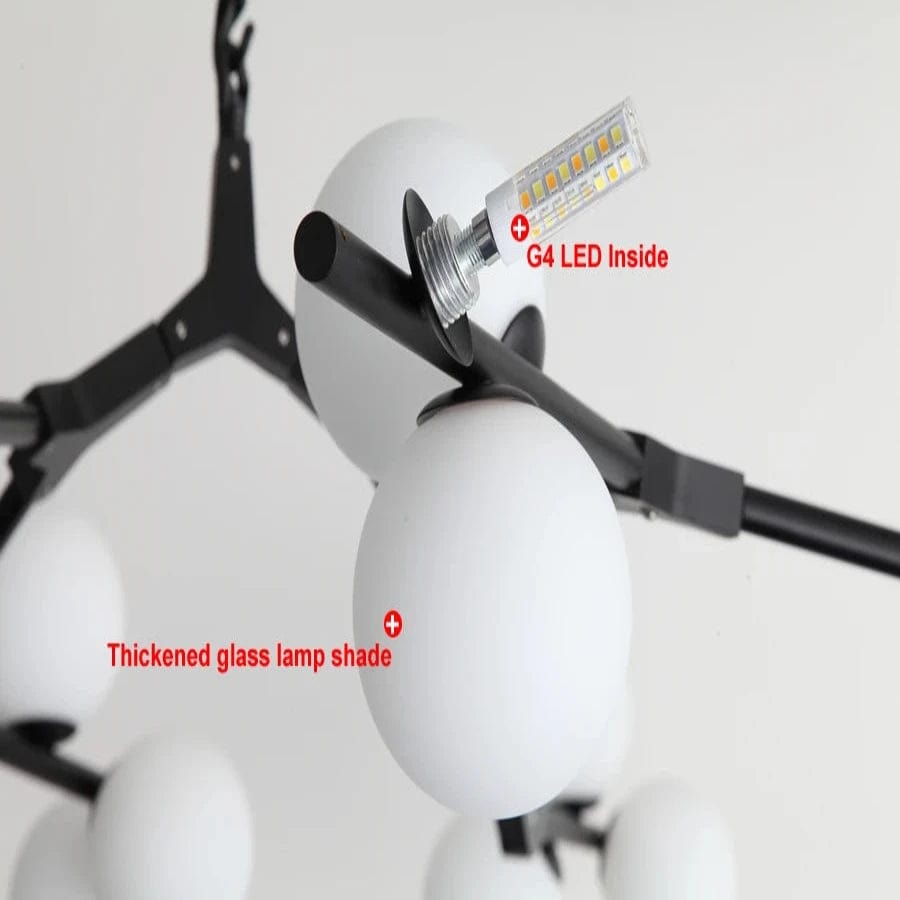 Ceiling Light Fixture Tree Branch Design with White Glass Globes for Sloped Rooms