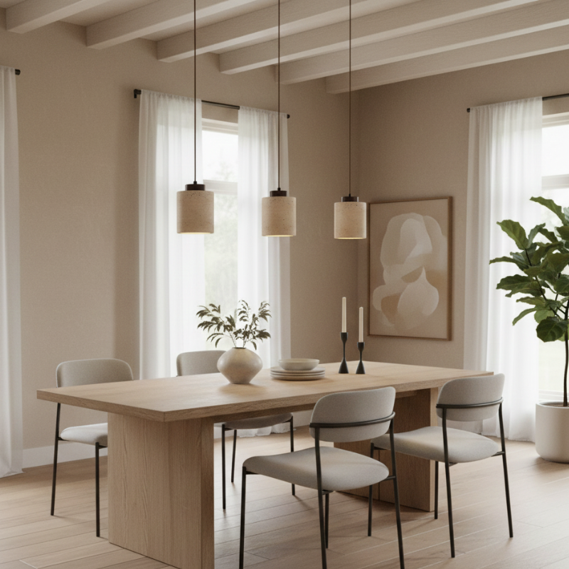 Ceiling Light Travertine Pendant Natural Stone Shade for Kitchen and Bedroom