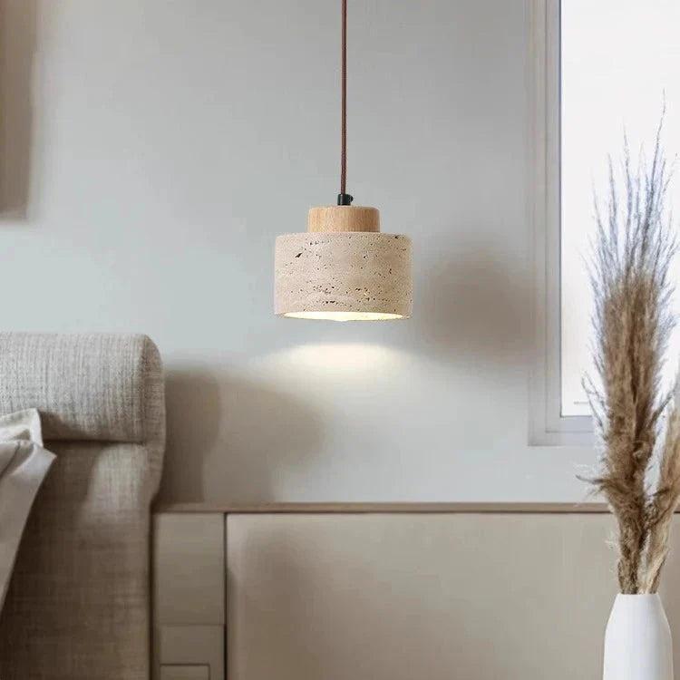 Ceiling Light Travertine Pendant Natural Stone Shade for Kitchen and Bedroom