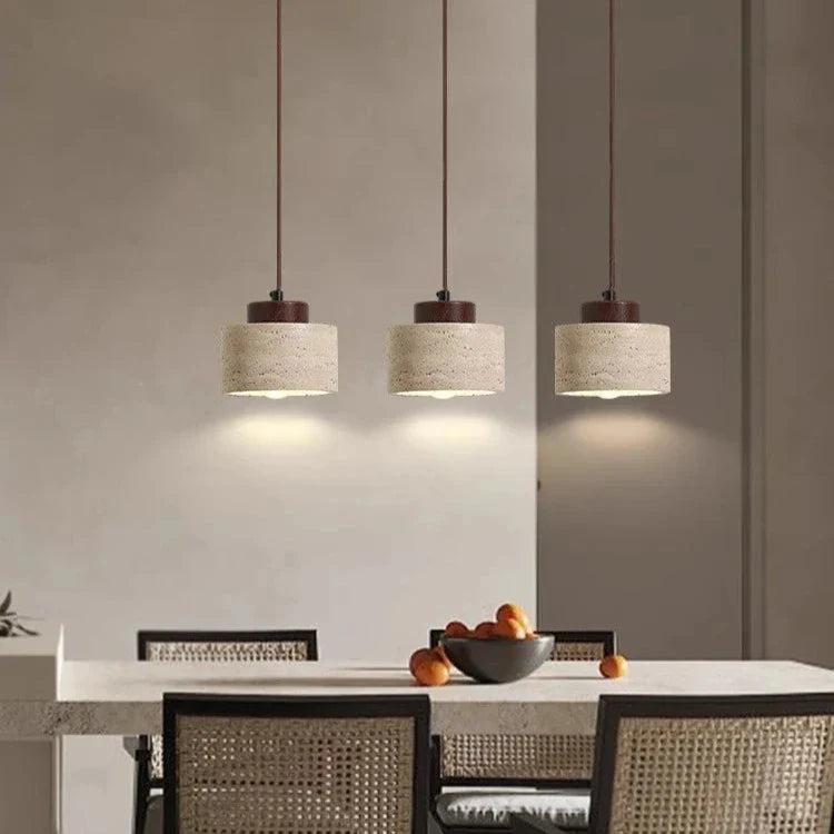 Ceiling Light Travertine Pendant Natural Stone Shade for Kitchen and Bedroom