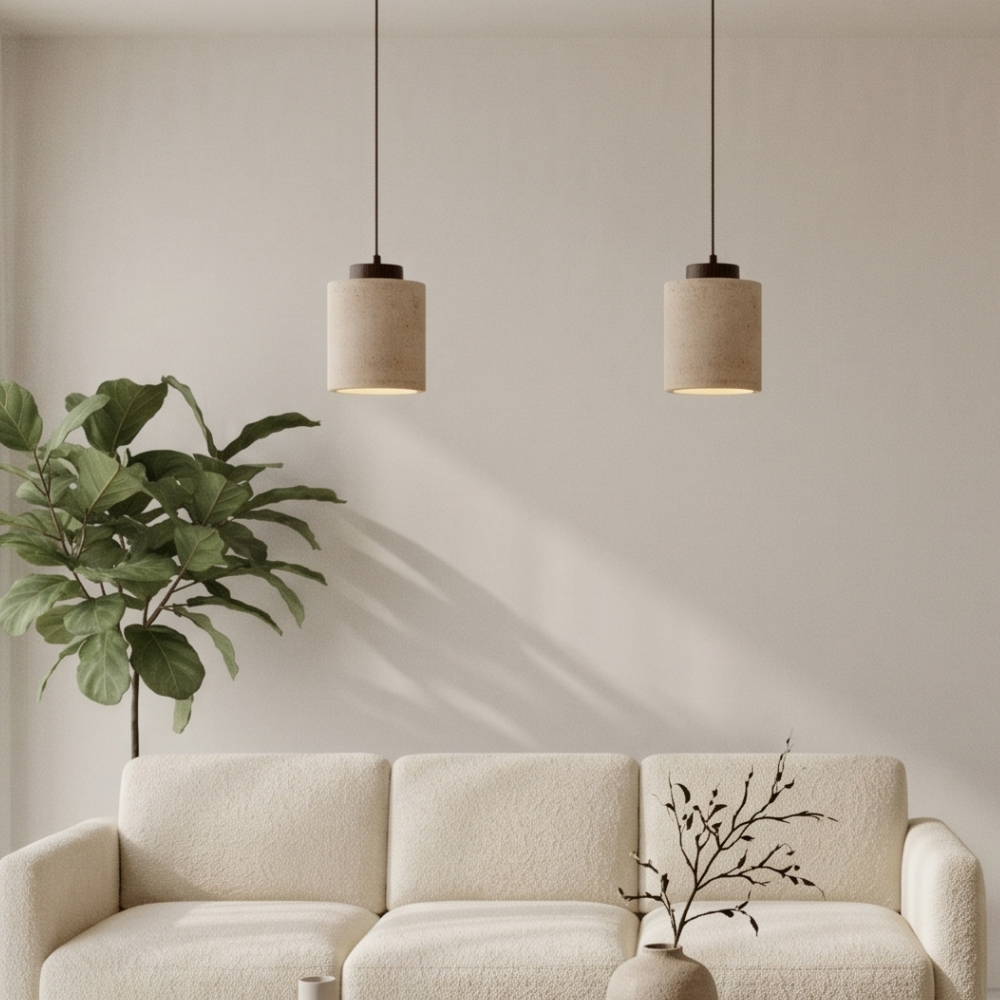 Ceiling Light Travertine Pendant Natural Stone Shade for Kitchen and Bedroom