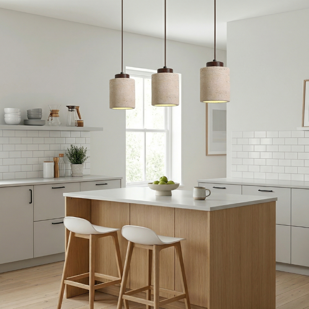 Ceiling Light Travertine Pendant Natural Stone Shade for Kitchen and Bedroom