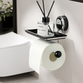 Toilet Paper Holder Stand No Drill Suction Mount in Stainless Steel with Wood Grain