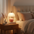 Lamps for Table Nordic Half Dome Bedside Light with Ceramic Base and Glass Shade