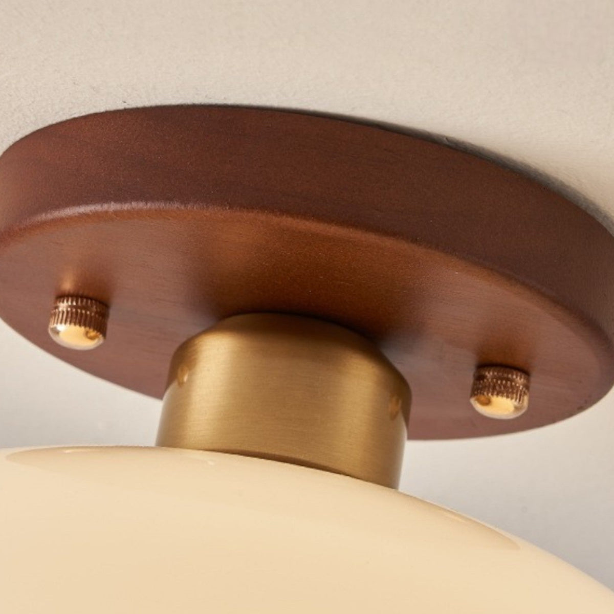 Ceiling Light Modern Bauhaus with Cream Glass Shade and Slim Metal Base for Bedroom