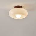 Ceiling Light Modern Bauhaus with Cream Glass Shade and Slim Metal Base for Bedroom