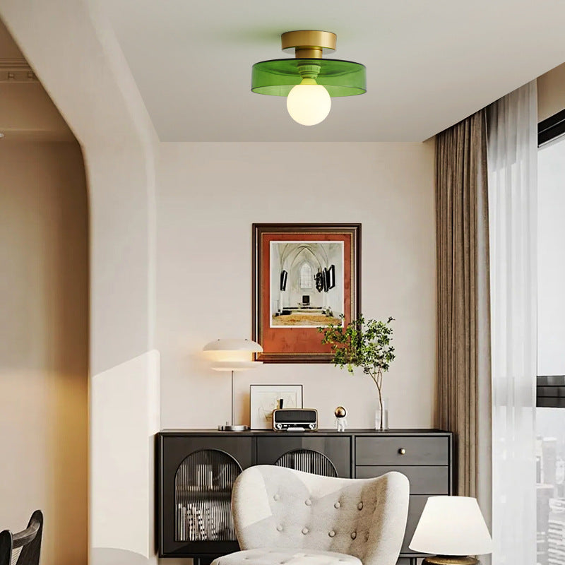 Ceiling Light Glass Pendant with Round Shade in Bauhaus Design for Living Room
