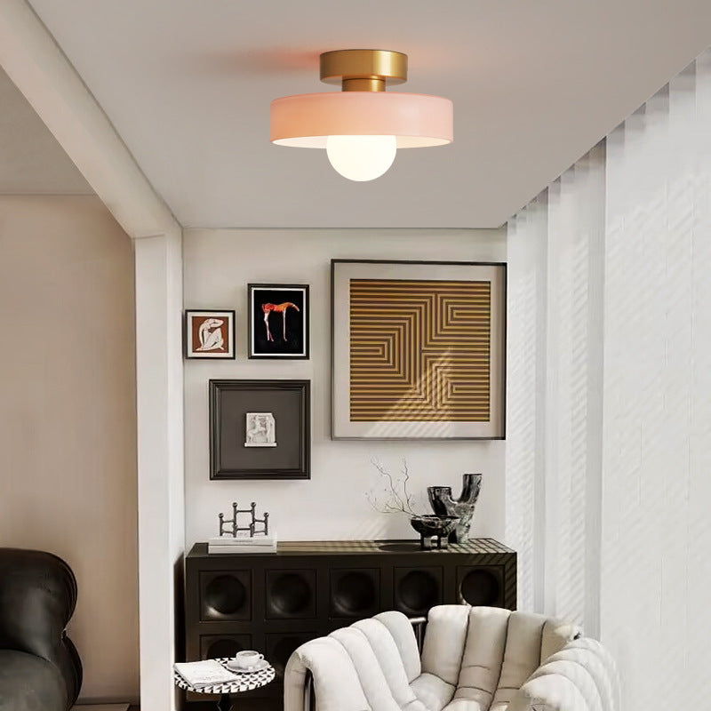 Ceiling Light Glass Pendant with Round Shade in Bauhaus Design for Living Room