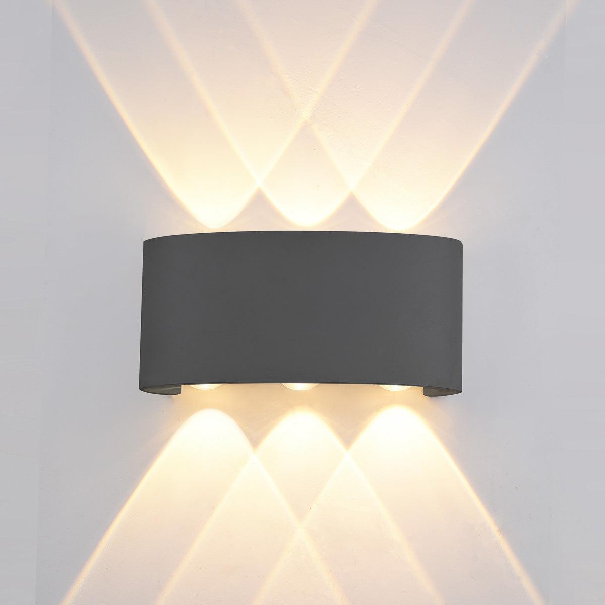 Wall Light Up Down LED Outdoor Lamp in Sandblasted Black Aluminium 3000K Warm