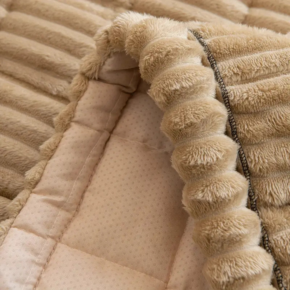 Sofa Couch Cover Plush with Pleated Edges and Thick Soft Pile for Living Room