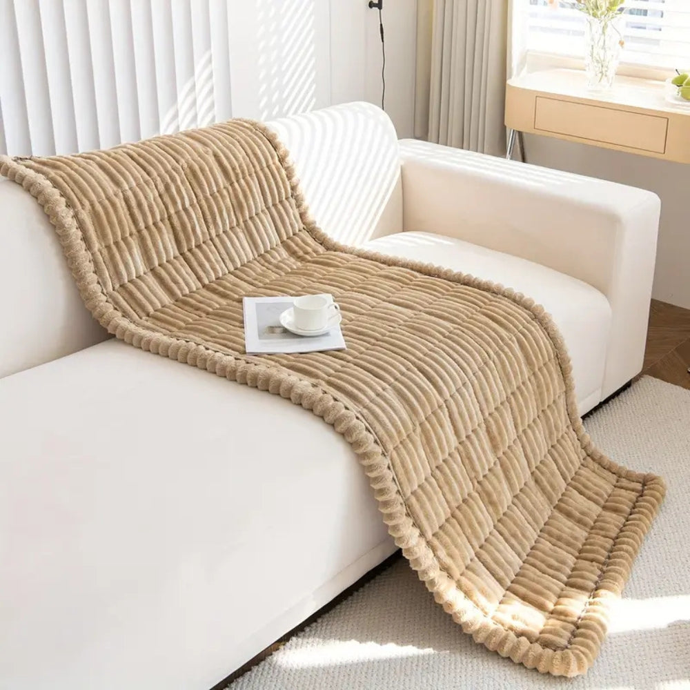 Sofa Couch Cover Plush with Pleated Edges and Thick Soft Pile for Living Room