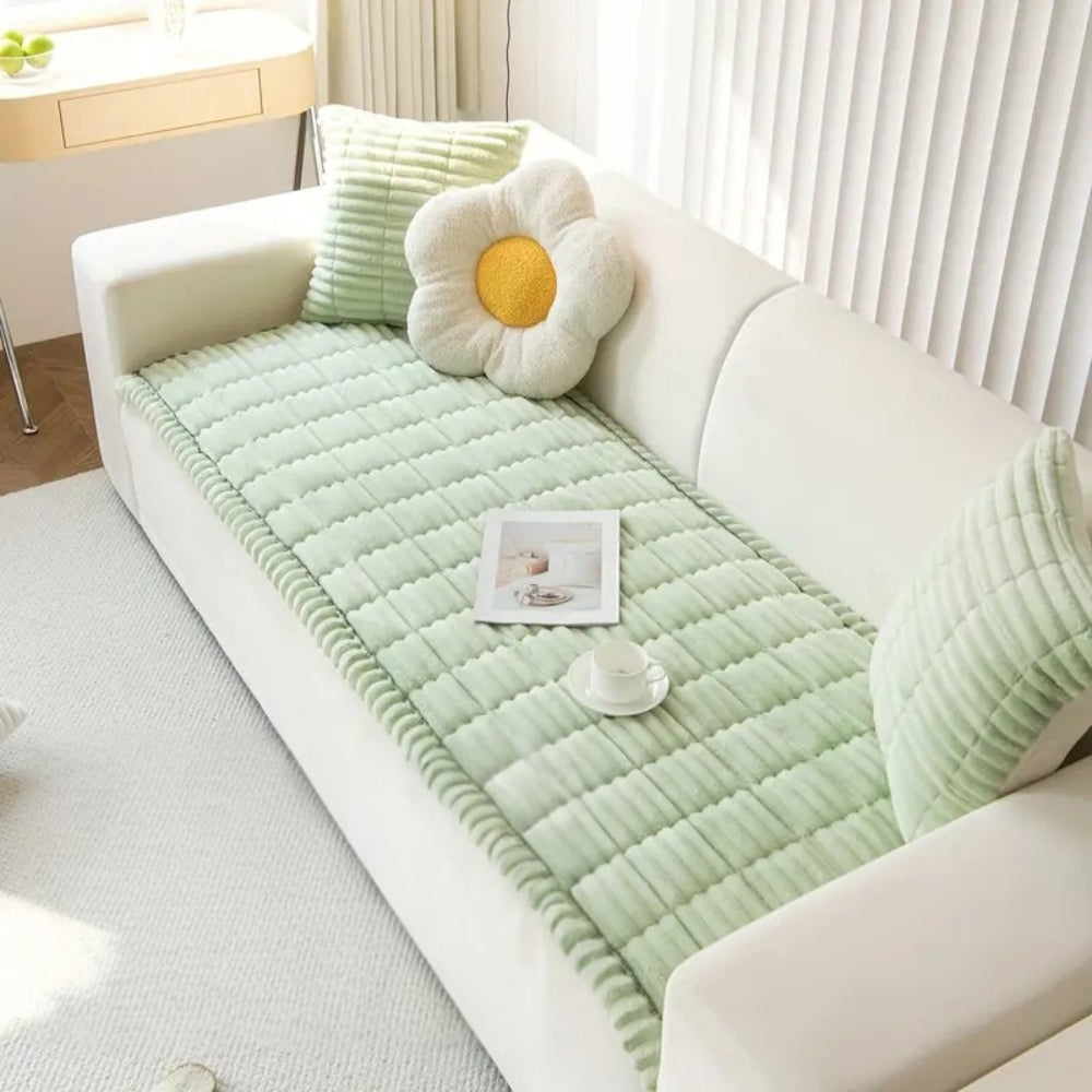 Sofa Couch Cover Plush with Pleated Edges and Thick Soft Pile for Living Room