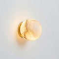 Wall Sconce Round Marble Lamp with Warm Glow and Slim Profile for Hallway