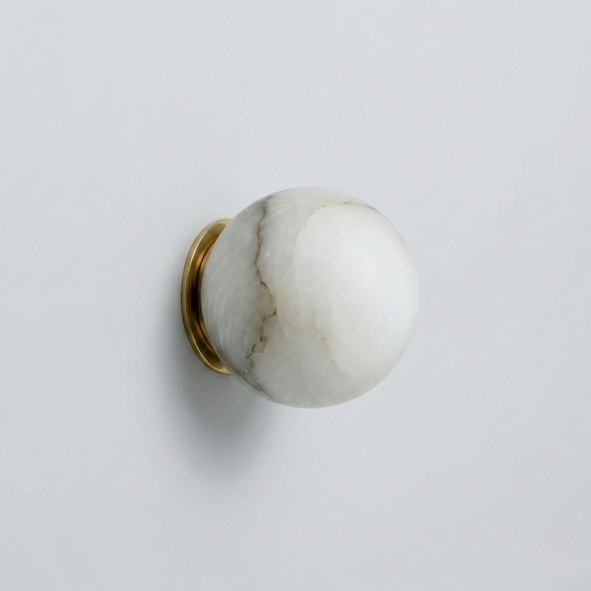 Wall Sconce Round Marble Lamp with Warm Glow and Slim Profile for Hallway