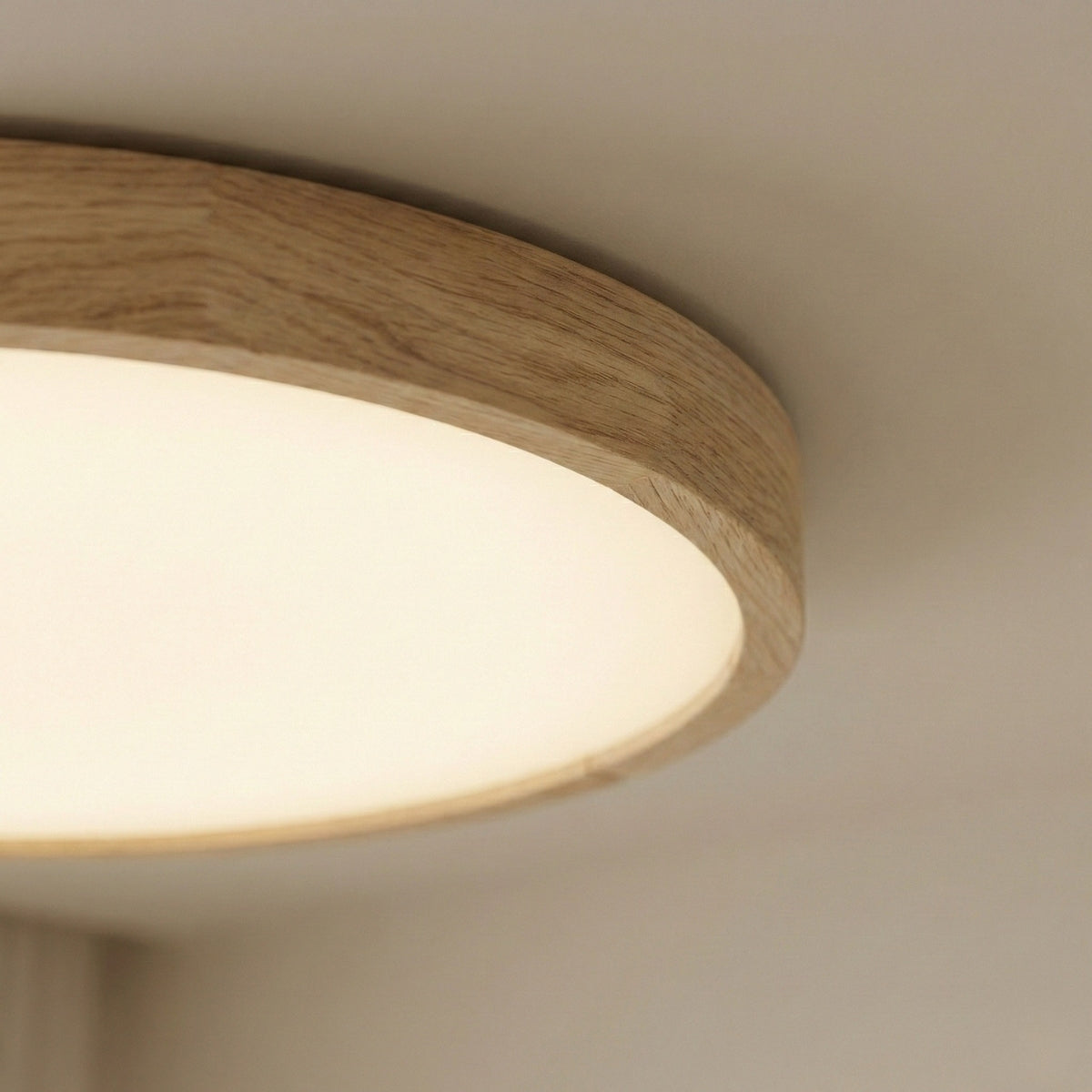 Ceiling Light Round Scandinavian Wood Flush Mount with 3 Colour Modes