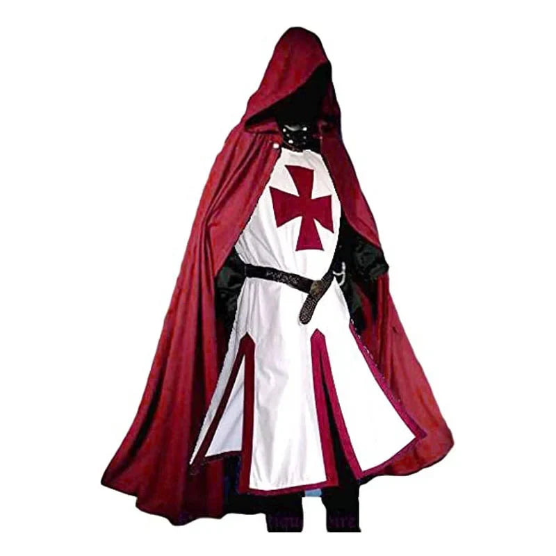 Halloween Costumes Knights Templar Crusader Cosplay Set with Authentic Tunic and Cape