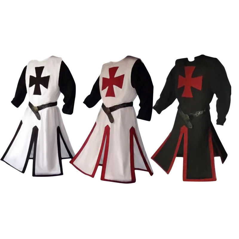 Halloween Costumes Knights Templar Crusader Cosplay Set with Authentic Tunic and Cape