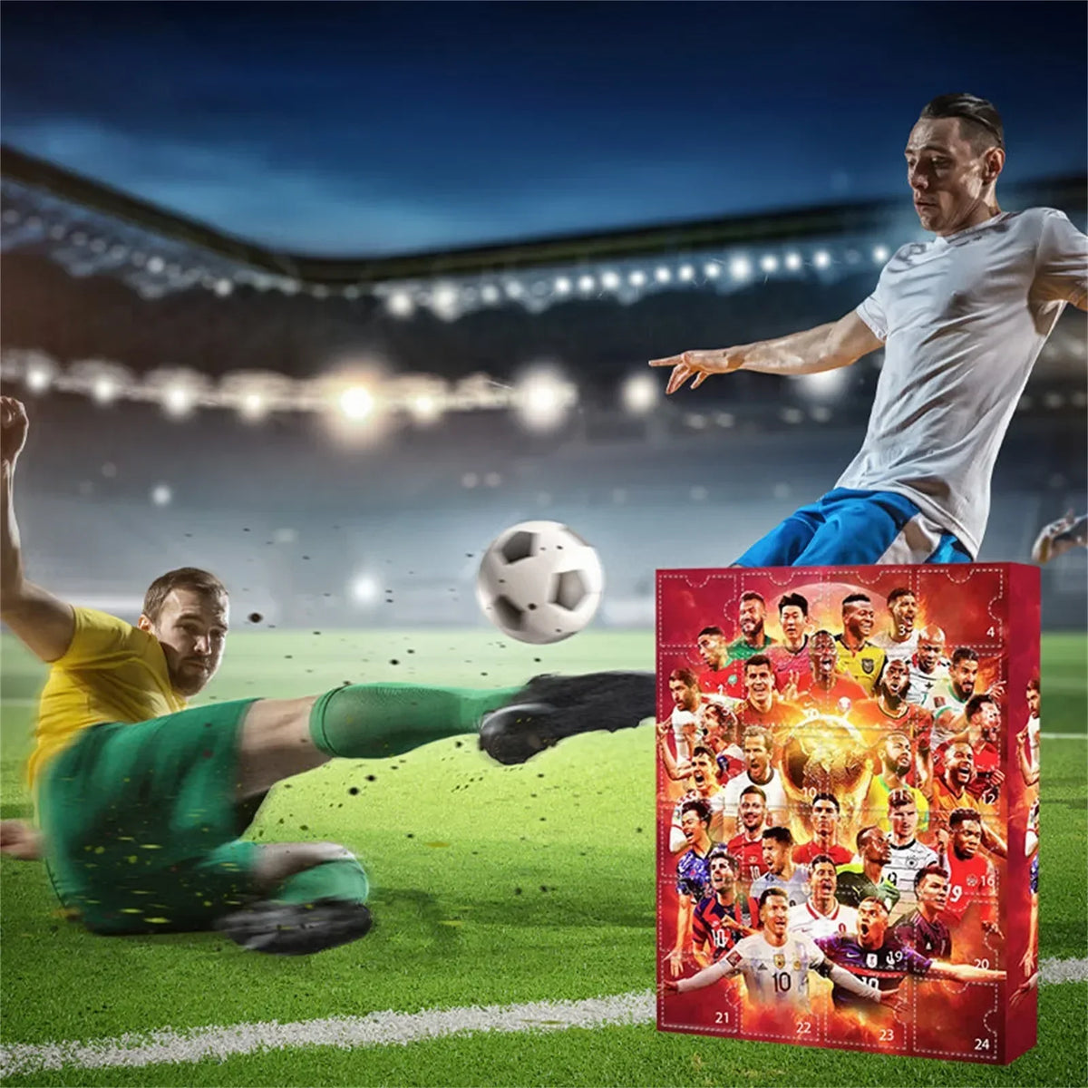 Advent Calendar Soccer 24 Day Christmas Countdown Set with Toys for Kids