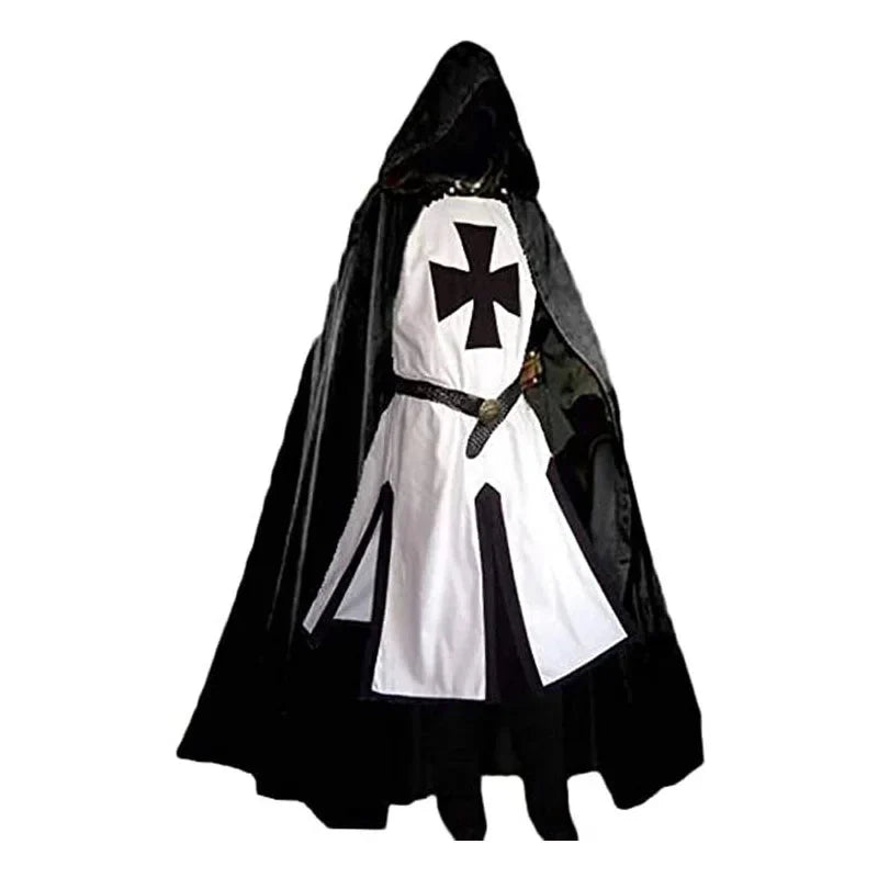 Halloween Costumes Knights Templar Crusader Cosplay Set with Authentic Tunic and Cape