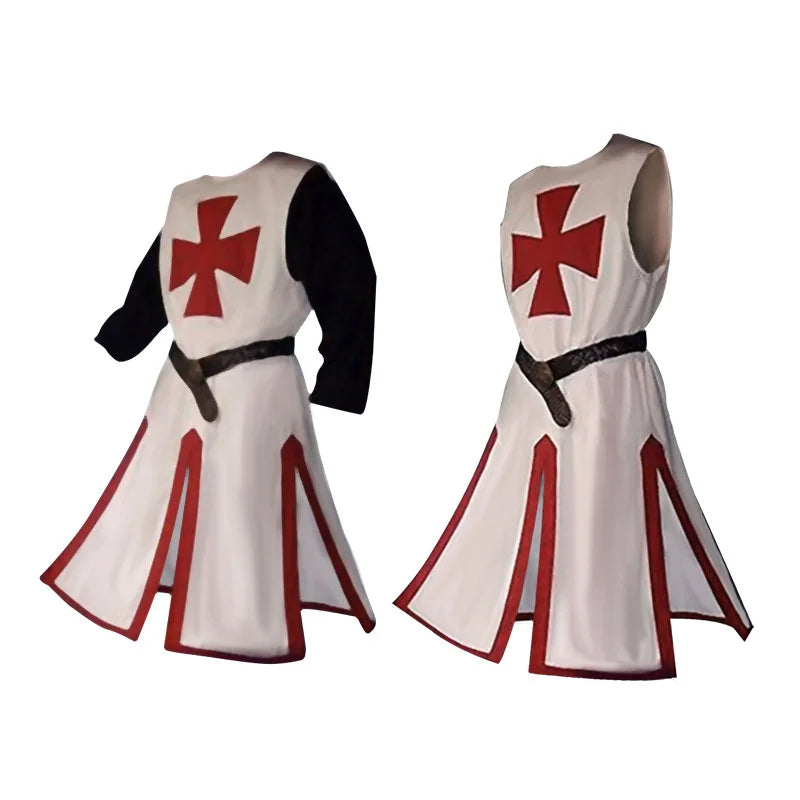 Halloween Costumes Knights Templar Crusader Cosplay Set with Authentic Tunic and Cape