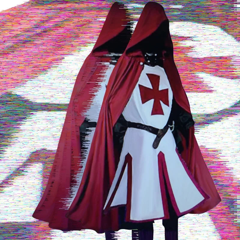 Halloween Costumes Knights Templar Crusader Cosplay Set with Authentic Tunic and Cape