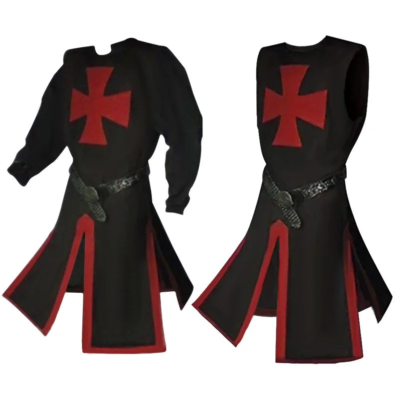 Halloween Costumes Knights Templar Crusader Cosplay Set with Authentic Tunic and Cape