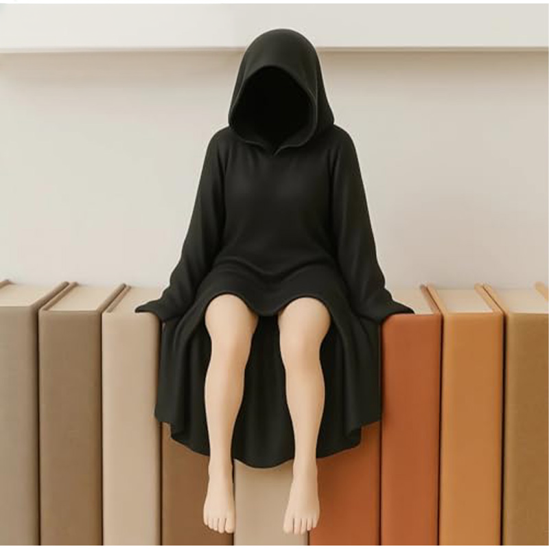 Halloween Decorations Masked Woman Statue Sculpted Desktop Ornament for Mantels and Entryways