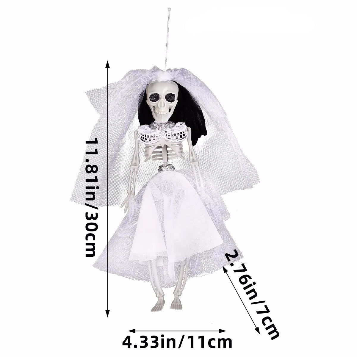 Halloween Party Decorations Hanging Skeleton Bride and Groom Prop with Corded Top
