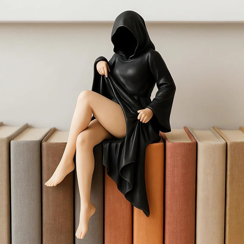 Halloween Decorations Masked Woman Statue Sculpted Desktop Ornament for Mantels and Entryways
