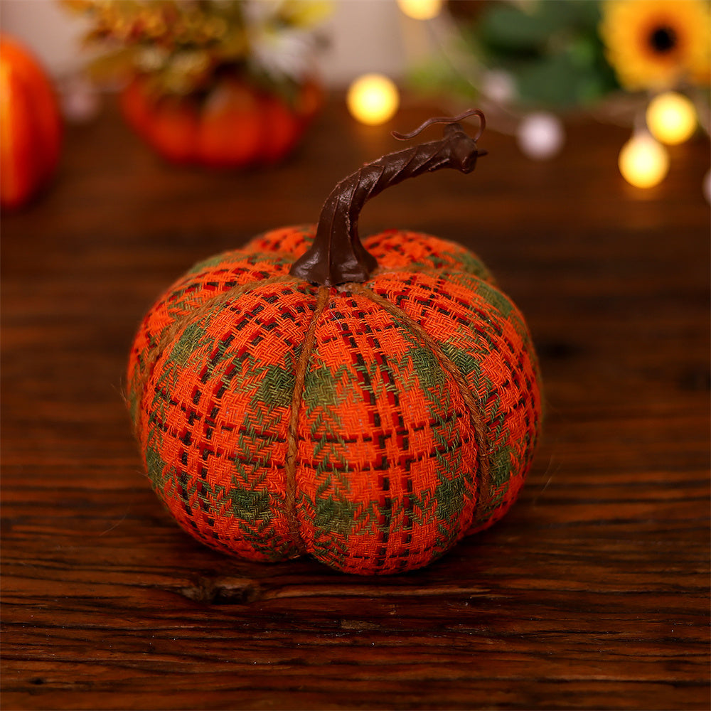 Halloween Pumpkin Decorations Handmade Fabric Ornament for Tabletops and Fall Harvest Displays
