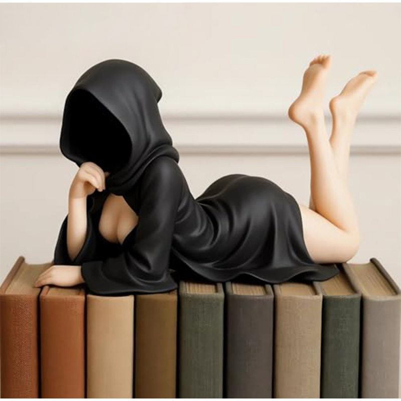 Halloween Decorations Masked Woman Statue Sculpted Desktop Ornament for Mantels and Entryways