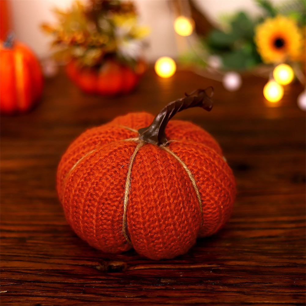 Halloween Pumpkin Decorations Handmade Fabric Ornament for Tabletops and Fall Harvest Displays